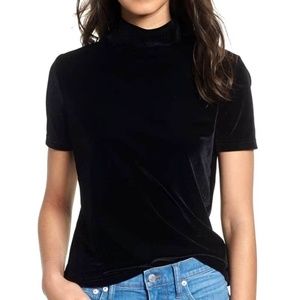 Black velvet mock neck